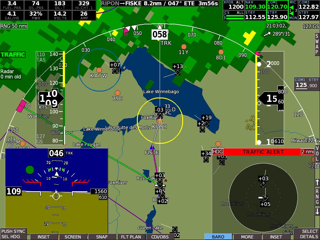 HXr supports ADS-B, the newest and most economical way to gather in-flight weather and traffic information, as well as radar-based Traffic Information Service (TIS).