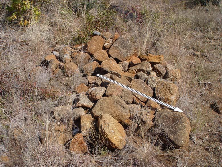 Figure 3: Heap of stones 10. Summary of Sites Site Coordinates Site Type Statement of Significance Impact Mitigation 1 25.34244 S Late Iron Age Medium High Surveyed and 27.
