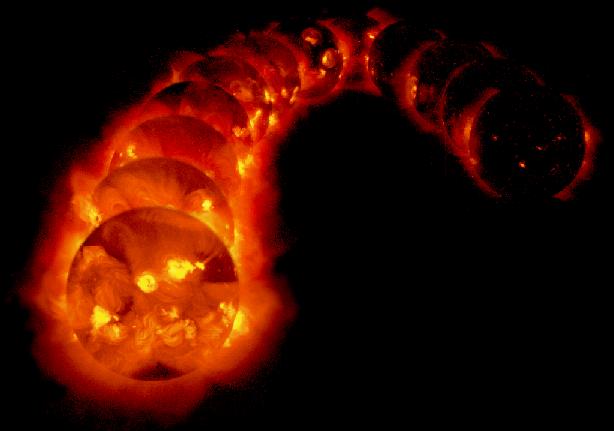 Sun-Earth System -- Driven by 11 Year Solar Cycle Solar Flares Solar Maximum: Increased flares, solar mass ejections, radiation belt enhancements. 100 Times Brighter X-ray Emissions 0.