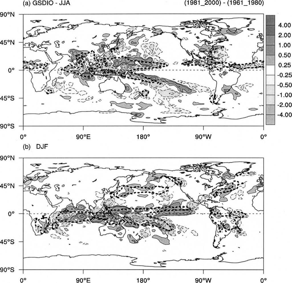 1SEPTEMBER 2006 C H O U E T A L. 4211 FIG. 3. Precipitation differences (mm day 1 ) between the 1981 2000 and 1961 80 averages for the GSDIO experiment in (a) JJA and (b) DJF.