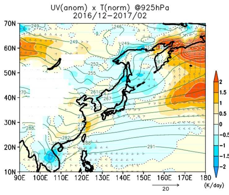 Another Cause of Warm Winter ψ850/olranomaly EfectofWindanomaly 925hPa contour:stream