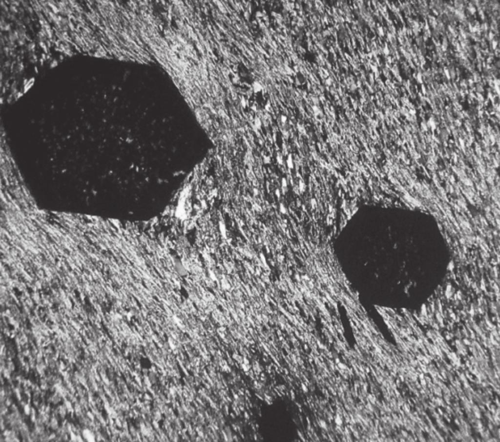 4 Figure 2 is a microscope view of rock A (a regional metamorphic rock). Rock A is taken from the location shown in Figure 1.