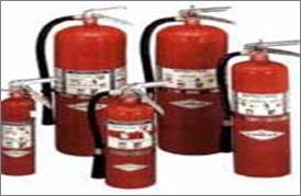Fire extinguisher (5 lbs) - Type ABC (dry chemical) - A is common materials such as - B is & C is electrical - Baking soda (NaHCO3)
