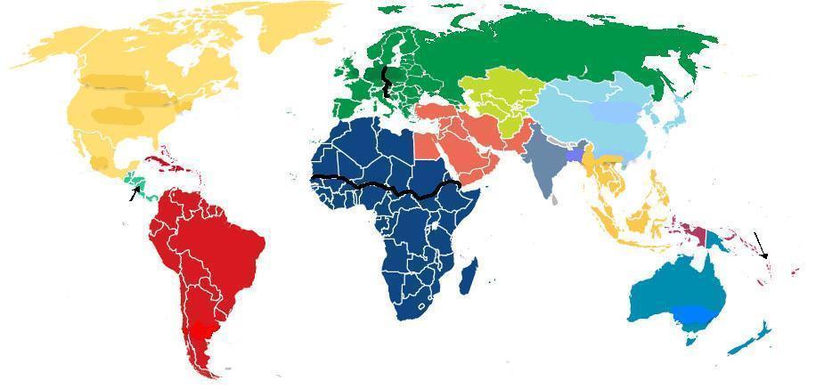 2. Regions of the World Objective: Students will be able to identify and label each of the major regions of the world when provided a blank map of the world.