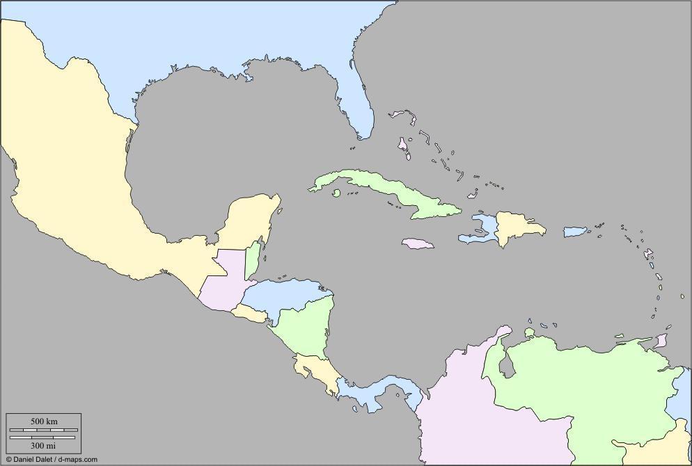 3. ountries of the entral merican and aribbean Regions Objective: Students will be able to identify and label a selection of countries found within each of the major regions of the world when
