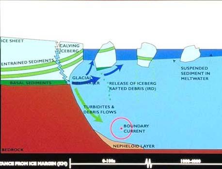 Lithogenous Sediments Consist of particles from rocks eroded on land by weathering Transported to ocean as dust (via