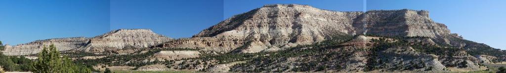 Architecture and lateral continuity of siliciclastic and carbonate intervals in the Upper Wasatch/Colton and Green River formations, White Face Butte (length of outcrop is ~4 km).