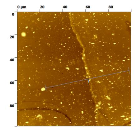 Fig. S4 AFM image and the thickness of LbL film. The film dipping 20 times in CB[8] and BTI is around 25nm.