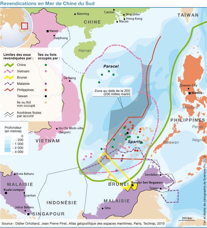 Sabah (Malaysia), Sarawak (Malaysia) ;and Brunei;north of Indonesia;north east of the Malay peninsula (Malaysia) and Singapore, and east of Vietnam.