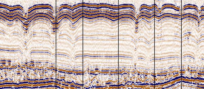 Figure 25. Note the discontinuous seismic facies at the bottom of the figure.