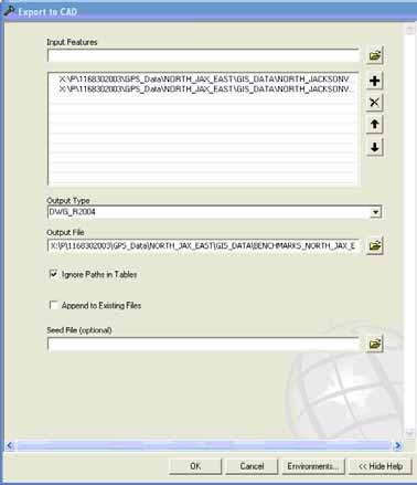 Conversion to CAD Format ArcInfo License DWG 2004 format (JEA Standard).