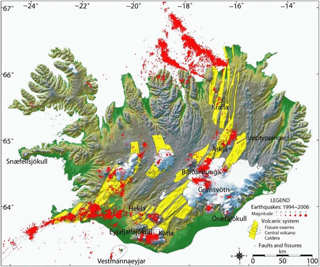 Icelandic active zone Iceland s volcanic zones About 12 eruptions Since 1961: Askja