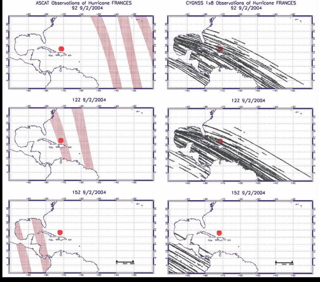 CYGNSS Simulated Coverage of Hurricane Frances: ASCAT vs. CYGNSS C. S. Ruf, et al.