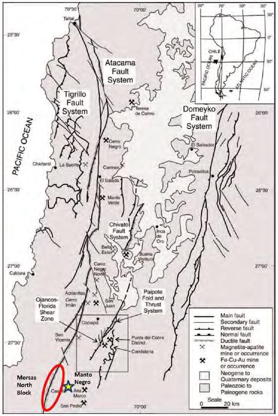 Regional Geological Setting Orca Shear-zone hosted Coastal Belt Mesozoic mineral belt Atacama