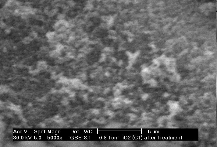 7: SEM images of TiO 2 and exposed TiO 2 by Indigo Caramine CONCLUSION Photocatalytic degradation using nanosized TiO 2