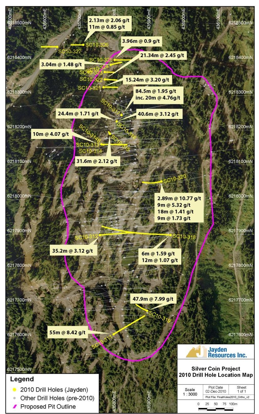 SILVER COIN 2010 DRILL PROGRAM SECTION 6040 E Resource expansion/exploration (8 holes) 6218320N 6218320N Grade/model verification (10 holes) Total 18 holes (2807m) 2010 News Releases: Oct. 14, Nov.