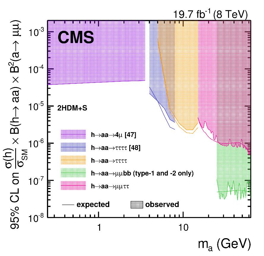Interpretation (new light bosons) CMS-PAS-HIG-16-035 (2016) https://cds.cern.