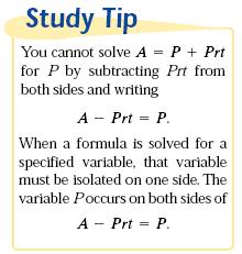 Solving Literal Equations A-Prt=P