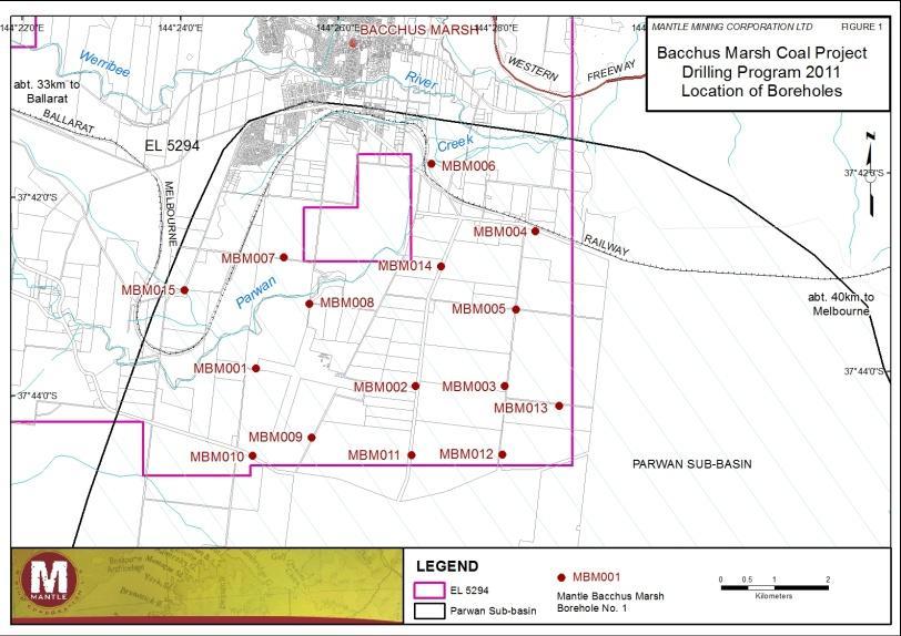 Based on a detailed review of historic drilling, Mantle is of the view that EL 5294 contains an Exploration Target # of between 1 and 2 billion tonnes of coal.