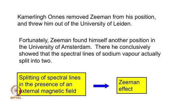 (Refer Slide Time: 06:43) So, that could have brought an end to the scientific carrier of Zeeman, but fortunately Zeeman found another position in