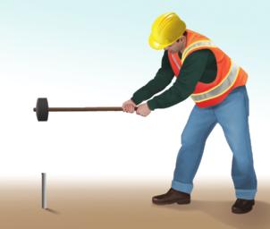 h F a F g reerence level Figure 6 A construction worker uses a sledgehammer. Assume that a construction worker needs to drive a spike into the ground with a sledgehammer (Figure 6).