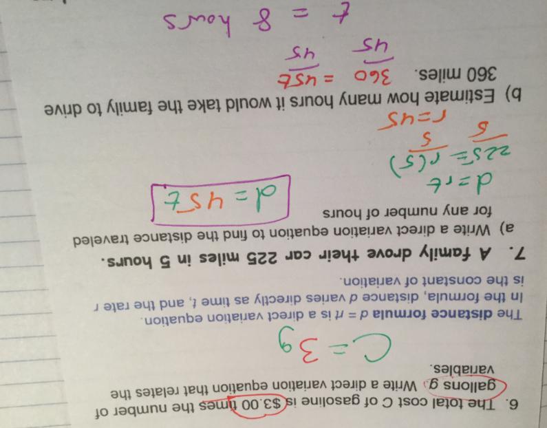 4.6 direct variation ink.notebook The distance formula d = rt is a direct variation equation.