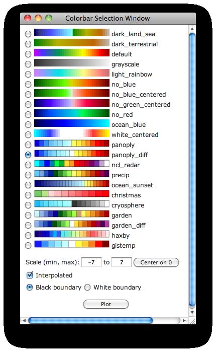 4 Adjust the color bar and scale: Click on the color bar itself to bring up a palette that allows you to switch color bars and scales.