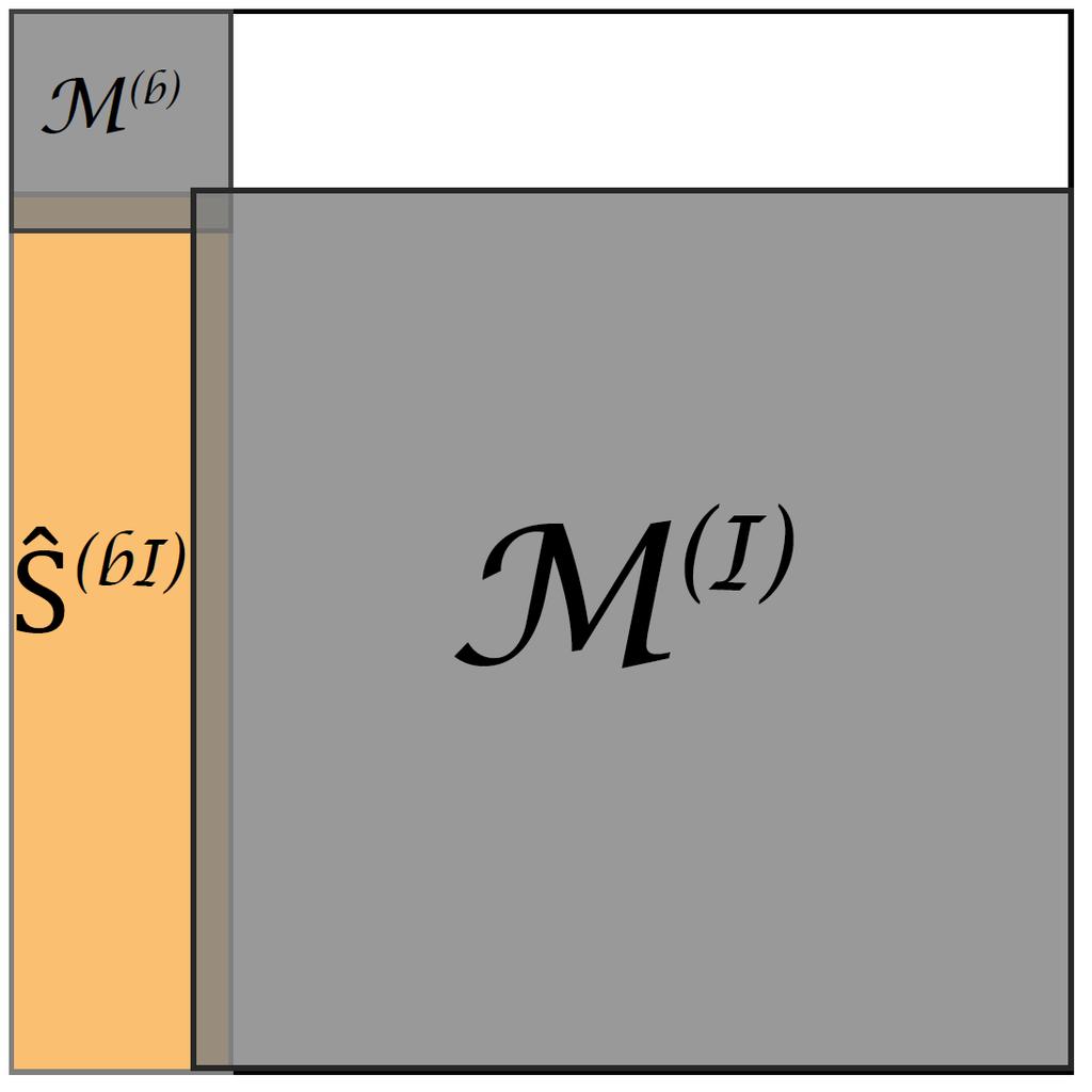 Figure 1: Schematic of global matrices corresponding to the case of singular solutions. (left: left boundary singularity, (right: left and right boundary singularities.