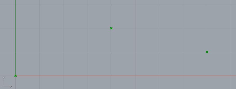 Slika 101: Komponenta 'Point XYZ' z imenom 'Pt' in njeni vhodni ter izhodni parametri Slika 102: Tri točke v prostoru izrisane v programu Rhinocerus 3D, so rezultat sheme iz slike 101 Poleg že