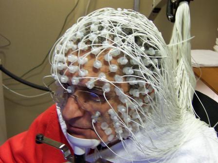 Saccades (sudden eye movements) introduce spurious peaks into EEG