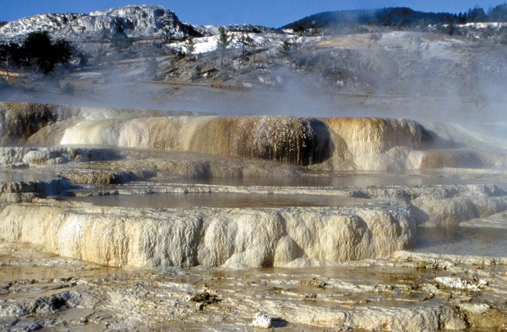 Hydrothermal Activity Hot springs Travertine or calcareous tufa - Calcite that