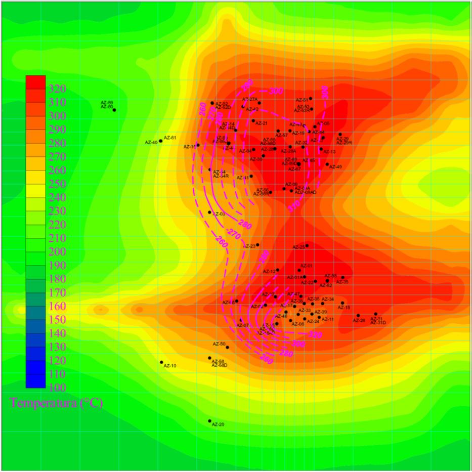 Molina 10 Los Azufres conceptual modelling Two distinct zones of high temperatures are evident: one corresponding to the north sector of the field, and the other to the south sector.