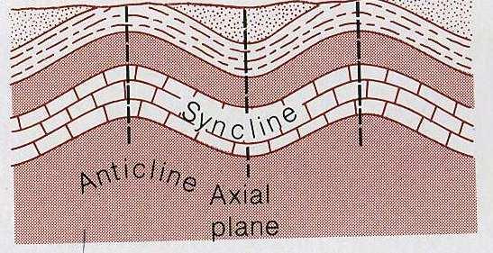 Symmetrical folds Axial plane is vertical Overturned folds Upper limb of syncline