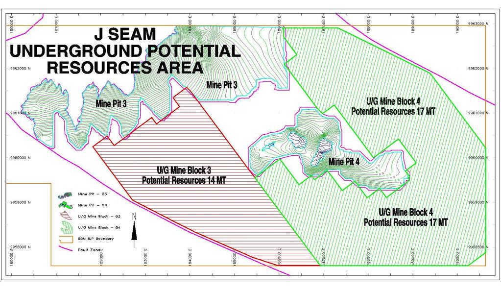 These two seams are currently delineated by Inferred totalling 67 million tonnes (mt) within the underground mining area in the eastern portion of the BBM project tenement.