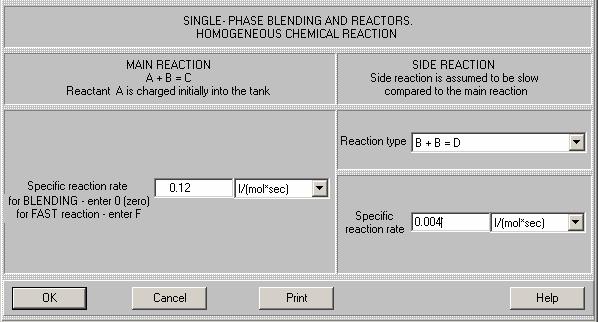 - enter values of the specific reaction rate, as shown in the Figure 3-3,