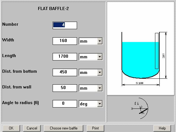 Select, for example, the Flat baffle-2. The selected type appears in the Current choice window on the right.