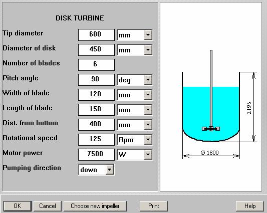 mixing devices. In order to select one of the accessible types, for example disc turbine, click on the appropriate picture.