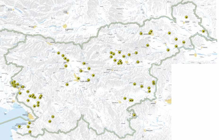 Placement of Adcon Telemetry weather stations across Slovenia 81