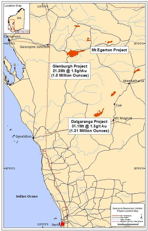 Figure One: Gascoyne Resources Project Locations in the Gascoyne and