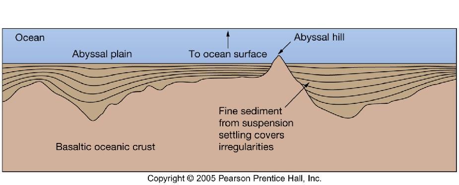 basalt Abyssal plains are the flattest, most