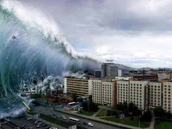 37. A large wave that is formed out at sea by tectonic plate movement is called a tsunami.
