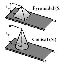 AFM: the cantilever The tip must be sharp to evidence the irregularities of the surface and must be tight for not breaking when it comes in contact with the surface.