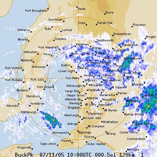 In the ensuing two hours, whilst there had been generally eastward progression of the rain areas, the central Mount Lofty Ranges region had remained under steady rain.