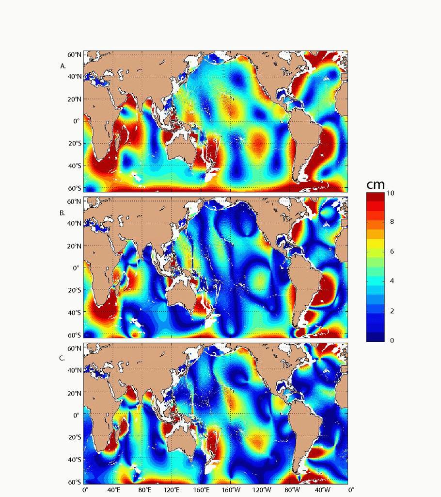 M 2 barotropic tidal elevation error: TPXO vs 1/12 Global HYCOM Total error Due to errors in tidal amplitude Due to errors in tidal phase Barotropic tides interacting with bathymetry in a stratified