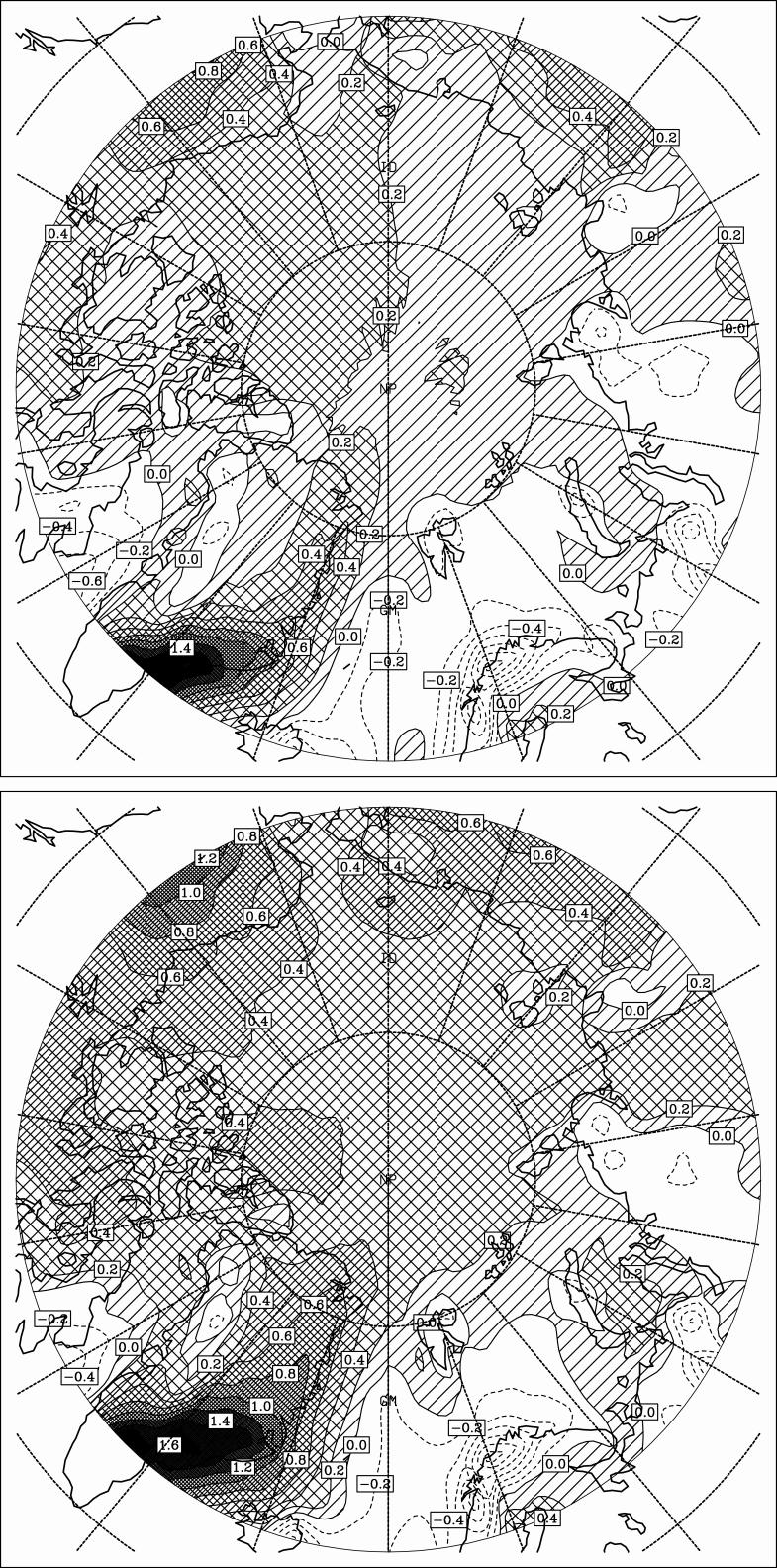Biases (model minus observed, in mm day -1 ) of (top) the AMIP-II composite annual mean precipitation, and (bottom) the IPCC composite annual mean precipitation.