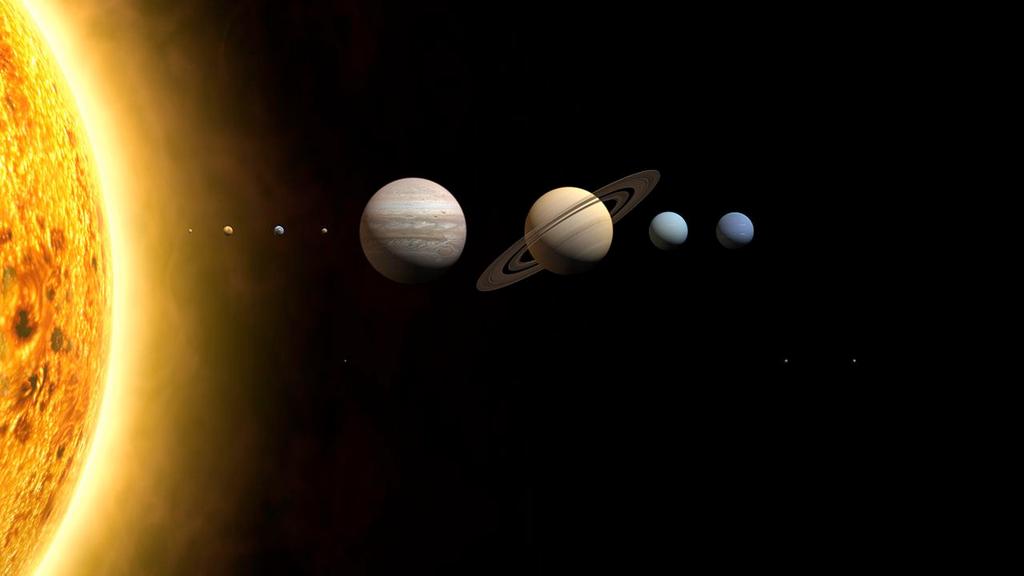 Our Solar System - Sizes 1 mile = 1.6 km 12,756 kms = 1.28 x 10 4 km 142,984 kms = 1.