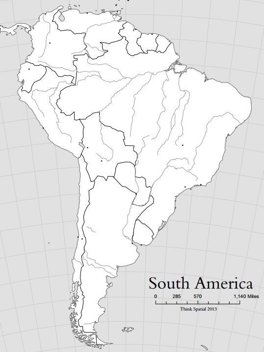 Map 6: South America Label the following: (Place numbers on map) 1. Argentina 6. Colombia 11. Uruguay 16. French Guiana 21. Lima 2. Ecuador 7. Paraguay 12. Chile 17.