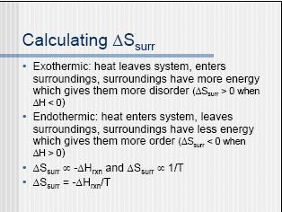 ΔS surroundings = ΔH T [ Enthalpy change [J mol 1 ] ] Temperature [K] Enthalpy and entropy 84 83 ΔS = Q T Reversible process ΔS > Q T Irreversible process, spontaneous Reversible and irreversible