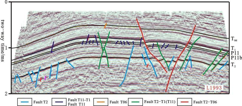 The faults throw in the depression structural layer are usually under 20m, extention length are shorter than 4km; the faults throw in the inversion structural layer are usually 0~10m, extention