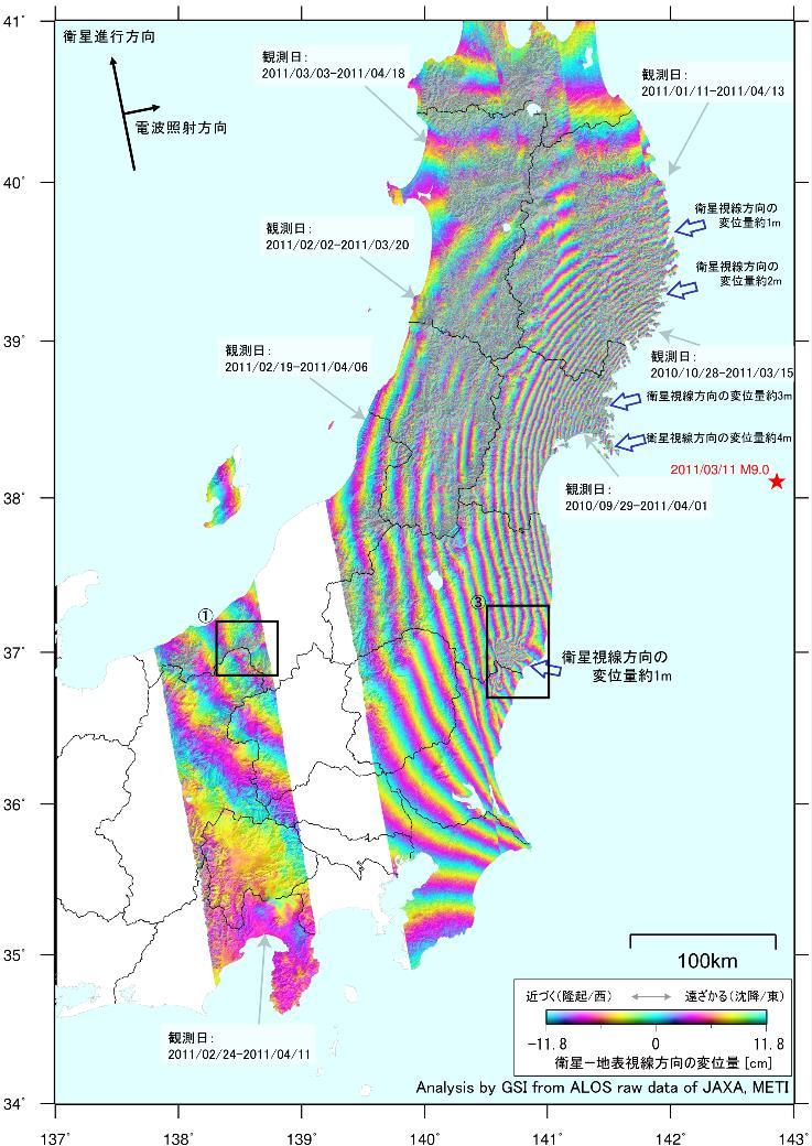 Coseismic deformation by the 2011